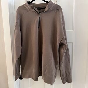 UNRL Mens Athletic Fit Outbound Quarter Zip Pullover Sweatshirt Dark Taupe XL